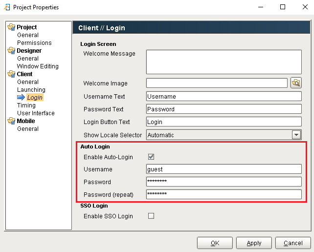 Setting up Auto Login Ignition User Manual 7.8 In Progress