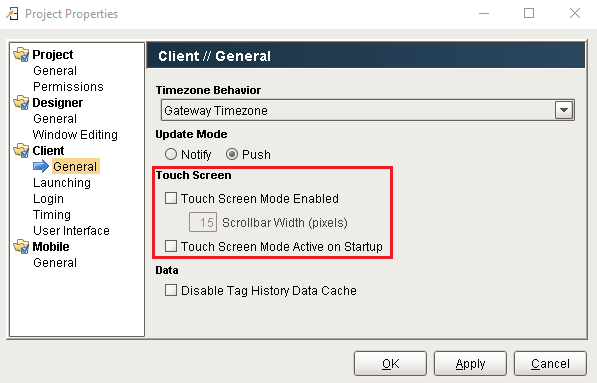 Using Touchscreen Mode - Ignition User Manual 7.8 - Ignition