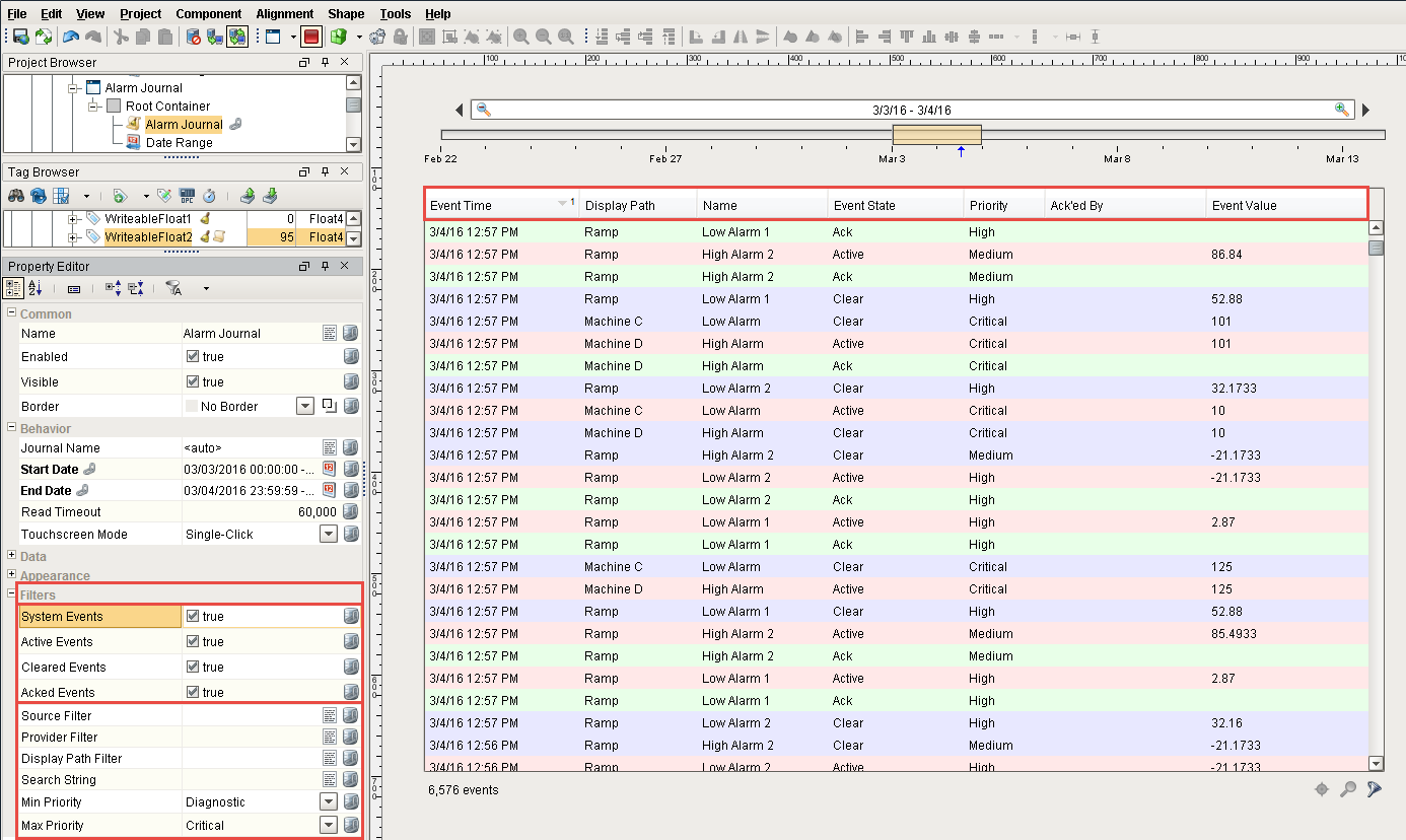 Alarm Journal General Filtering Ignition User Manual 7.8 In Progress