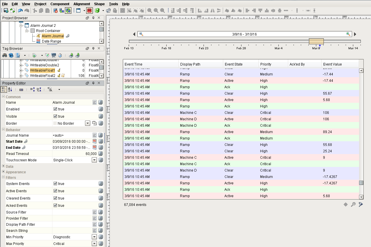 Alarm Journal Filter on Associated Data Ignition User Manual 7.8 In